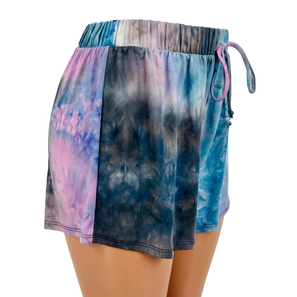 NWT Tie Dye Cropped Hoodie & Shorts 2 Piece Set | Athleisure Barbiecore Lounge L - Picture 10 of 16